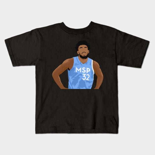 Karl-Anthony Towns in Minnesota Timberwolves Jersey Kids T-Shirt by ActualFactual